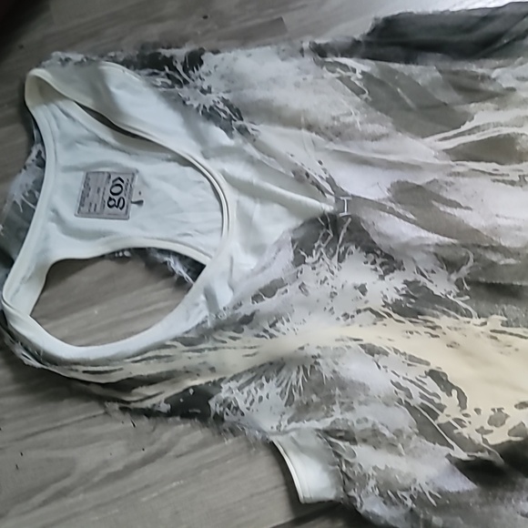 Go by GoSilk Tank Top Ivory G 100% Silk Sheer Hem Raw Edge Sleeveless‎ Blouse - Picture 12 of 14